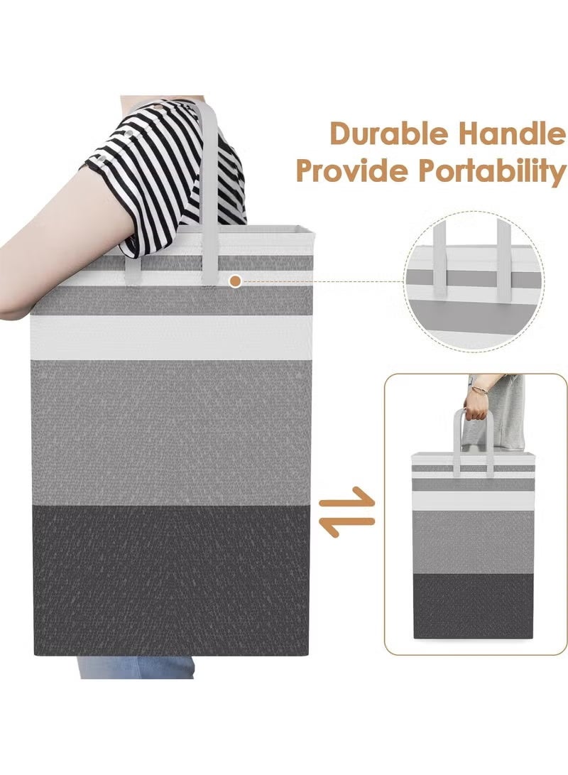 ELASAR 2 Pack Laundry Basket Collapsible Laundry Bag with Easy Carry Handles Freestanding Laundry Hamper for Clothes, Blankets, Cushions - Image 5